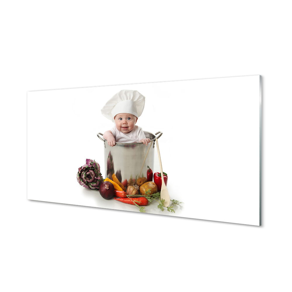 Obraz na szkle Dziecko kucharz w garnku