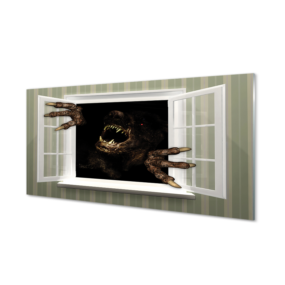 Obraz na szkle Straszna postać wychodząca z okna