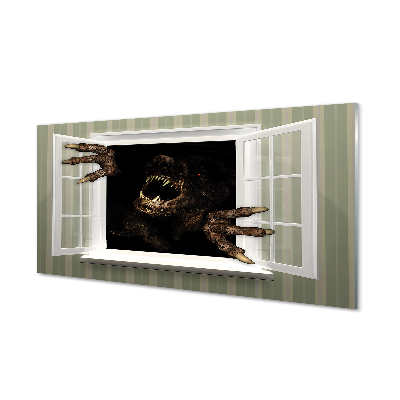 Obraz na szkle Straszna postać wychodząca z okna