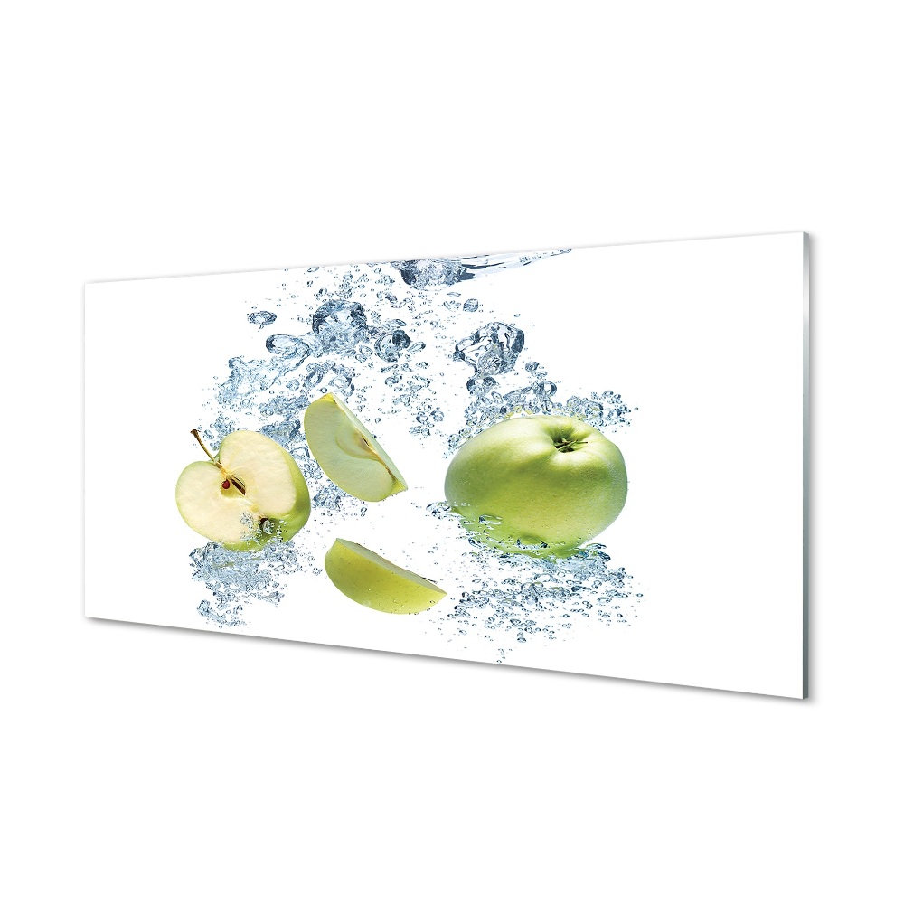 Obraz na szkle Kawałki jabłka w wodzie