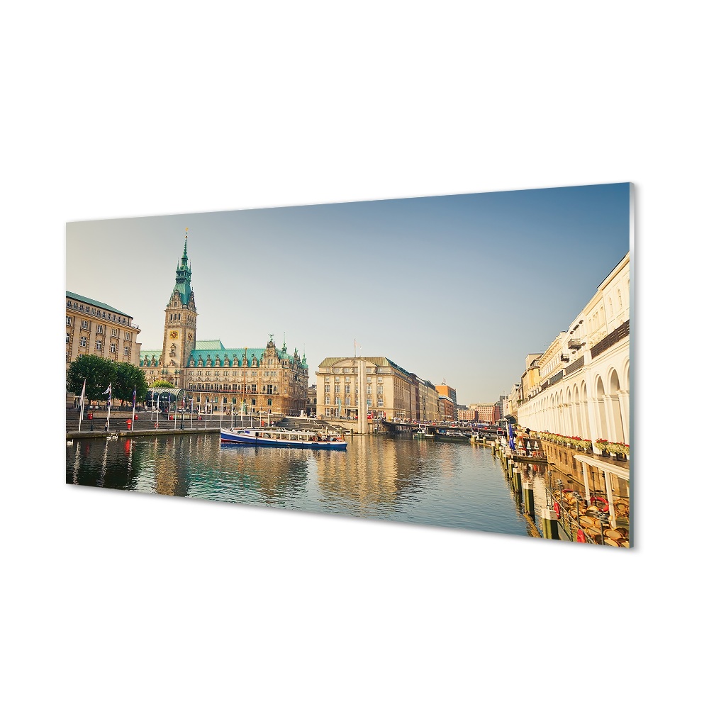 Obraz na szkle Niemcy Hamburg rzeka miasto