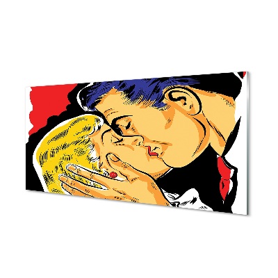 Obraz na szkle Ludzie pocałunek pop art