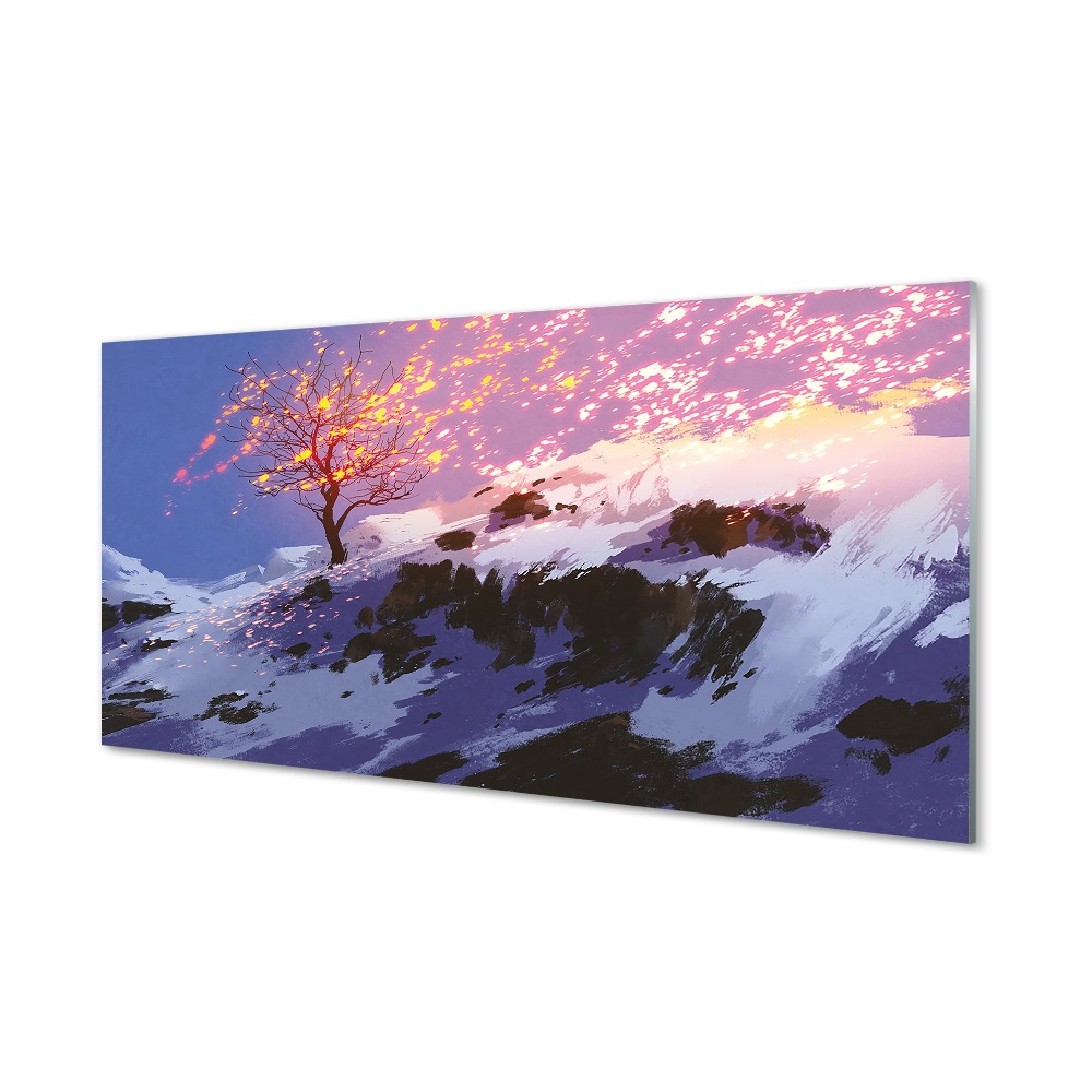 Obraz na szkle Zima góry drzewo światła