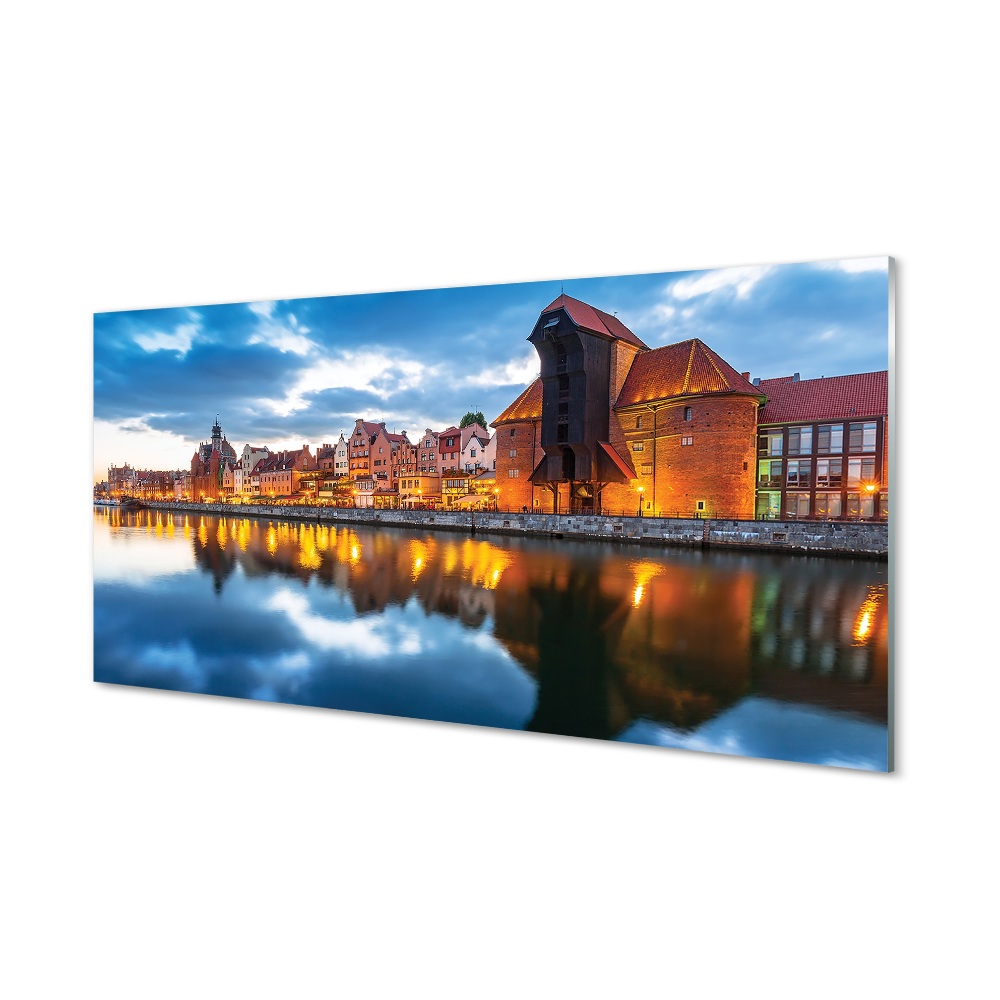 Obraz na szkle Gdańsk Budynki nad rzeką