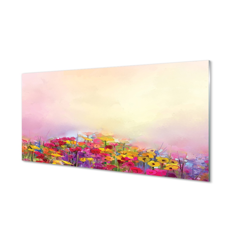Obraz na szkle Obraz kolorowe kwiaty niebo