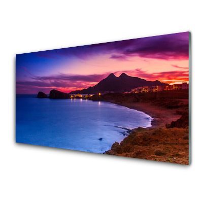 Obraz na Szkle Brzeg Morza Góry Noc