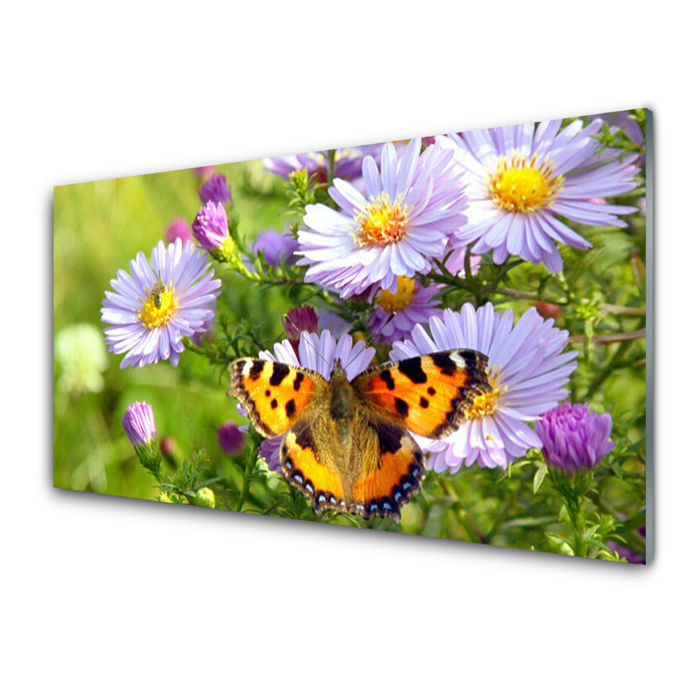 Obraz na Szkle Kwiaty Motyl Przyroda