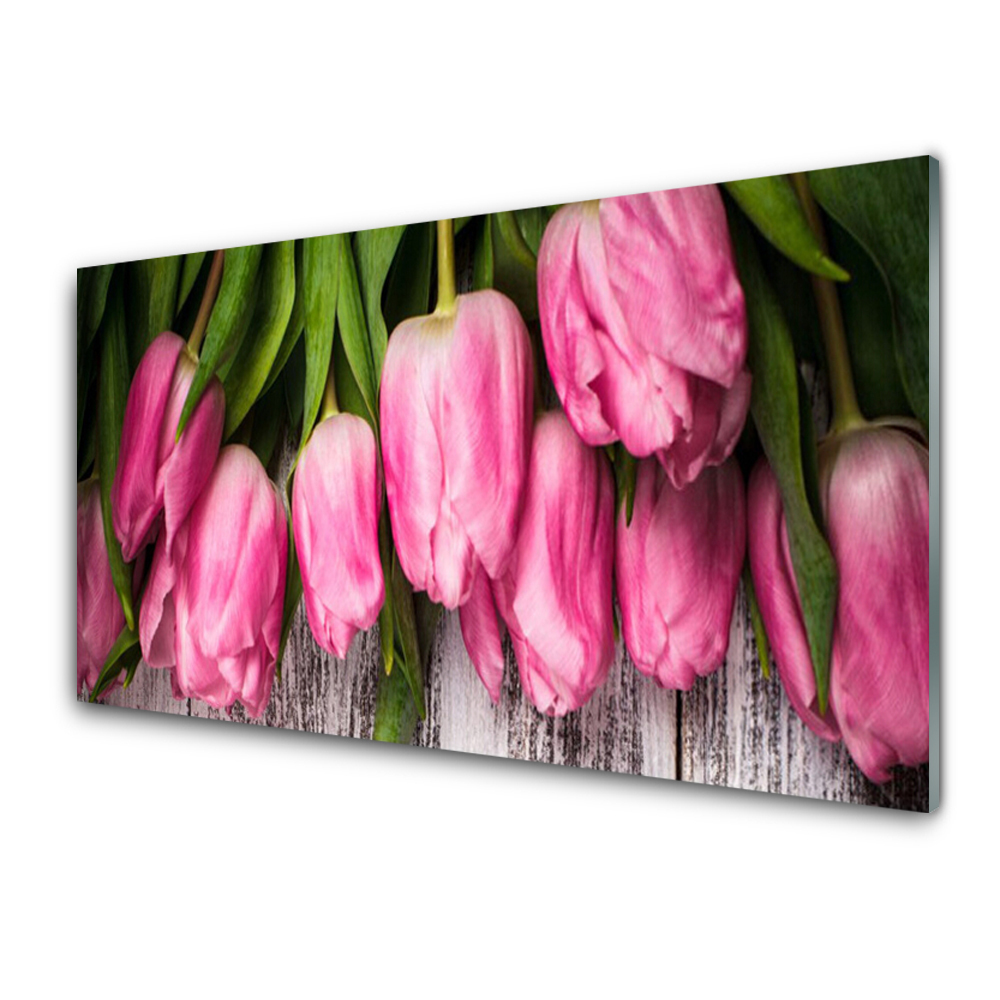 Obraz na Szkle Różowe Tulipany Kwiaty