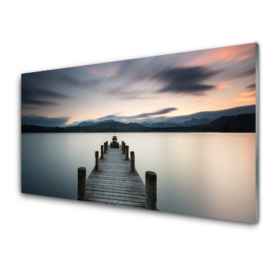 Obraz na Szkle Molo Jezioro Góry