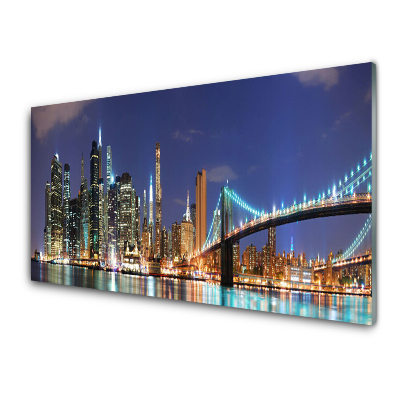 Obraz na Szkle Most Miasto Nocą