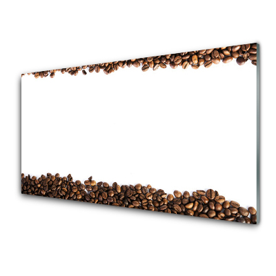 Obraz Szklany Białe tło i ziarna kawy