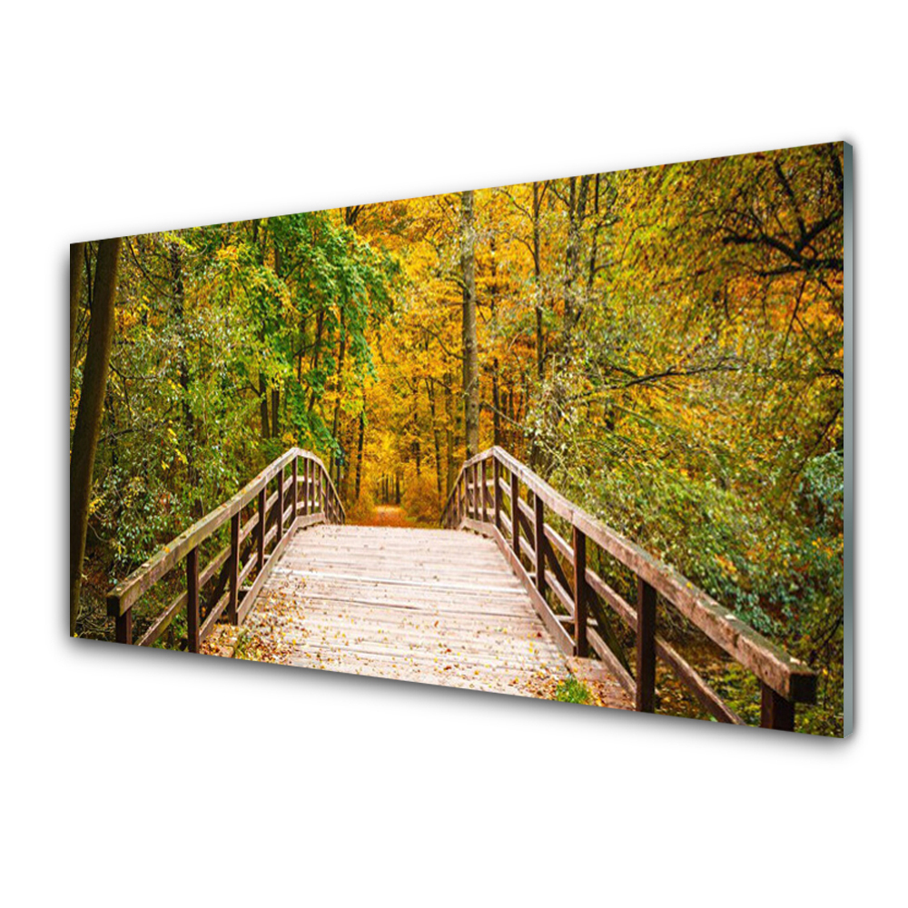 Obraz Szklany Most w lesie jesienią