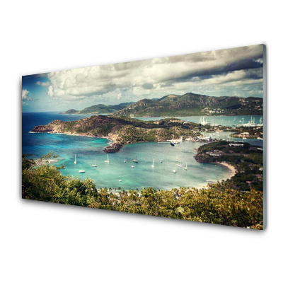 Obraz Szklany Widok na łódki w zatoce