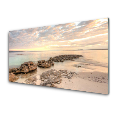 Obraz Szklany Brzeg morza pastelowe chmury