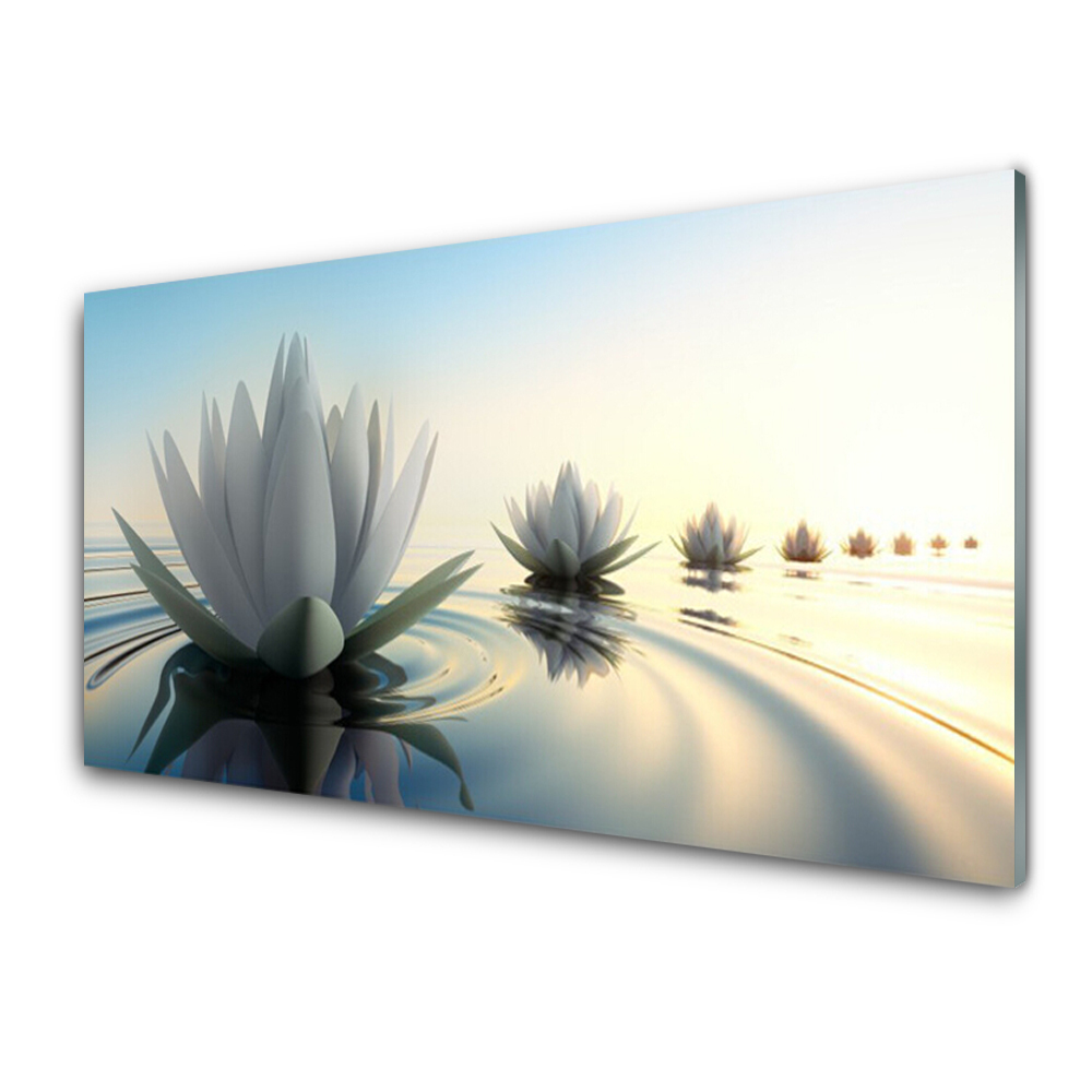 Obraz Szklany Białe lilie wodne grafika