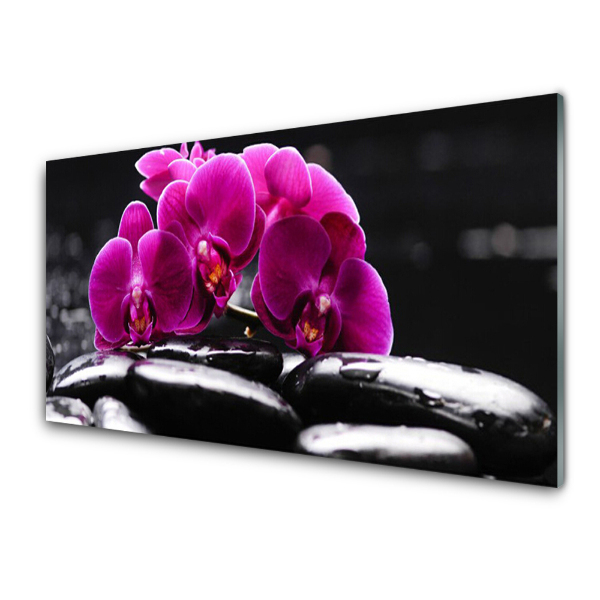 Obraz Szklany Kamienie Zen Orchidea Spa