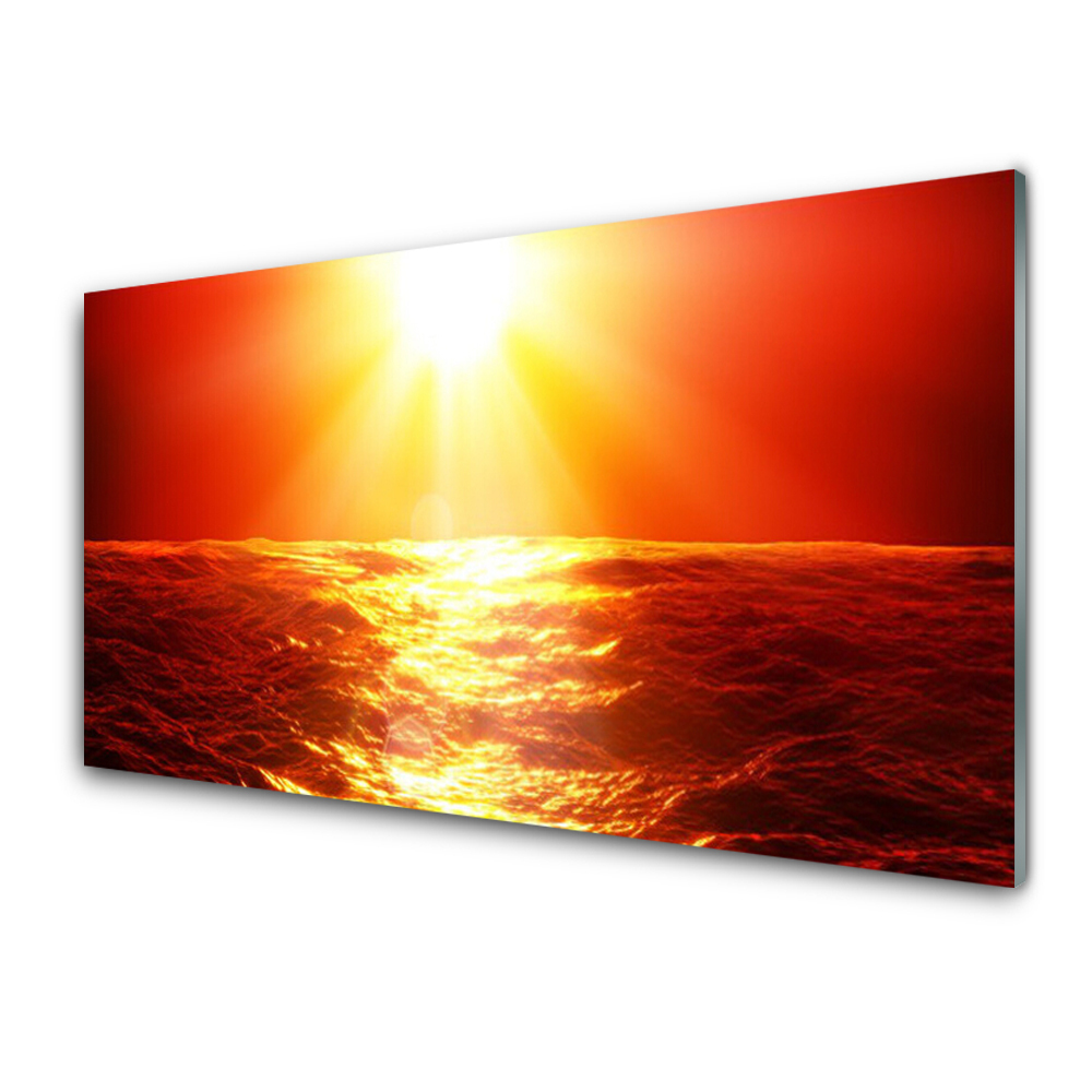 Obraz Szklany Zachód słońca czerwone morze fale