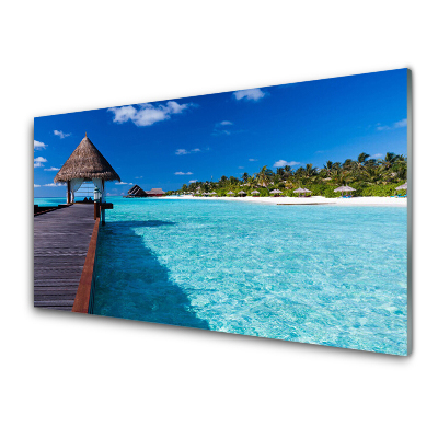 Obraz Szklany Pomost przy plaży niebieska woda