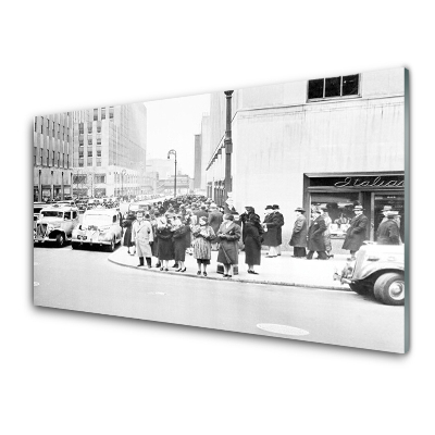 Obraz Szklany Czarno-białe Miasto Historia Retro