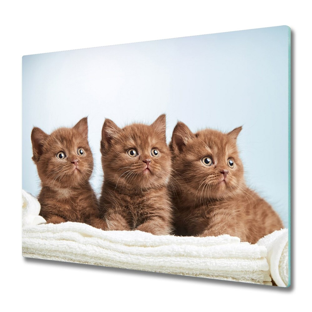 Deska kuchenna Trzy kociaki na ręczniku