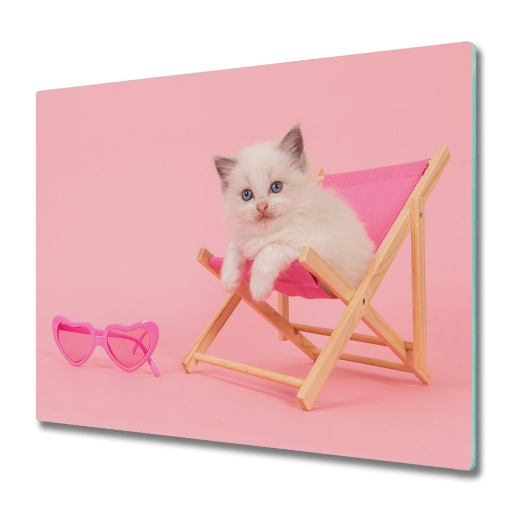 Deska kuchenna Kot na różowym leżaku