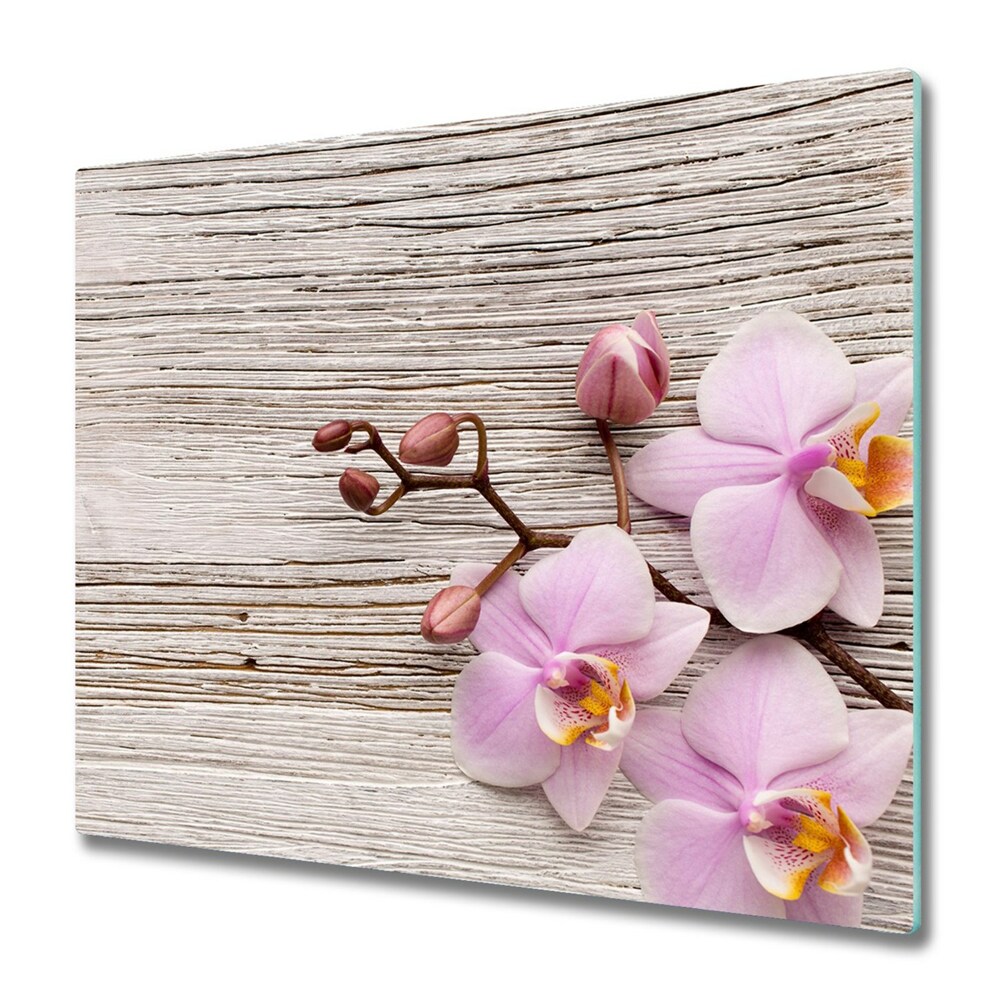 Deska kuchenna Kwiaty Orchidei na drewnie