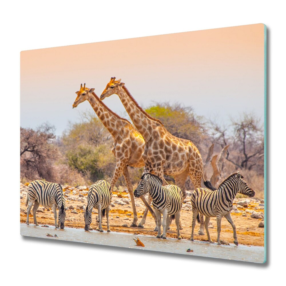 Deska do krojenia Zebry i żyrafy na sawannie