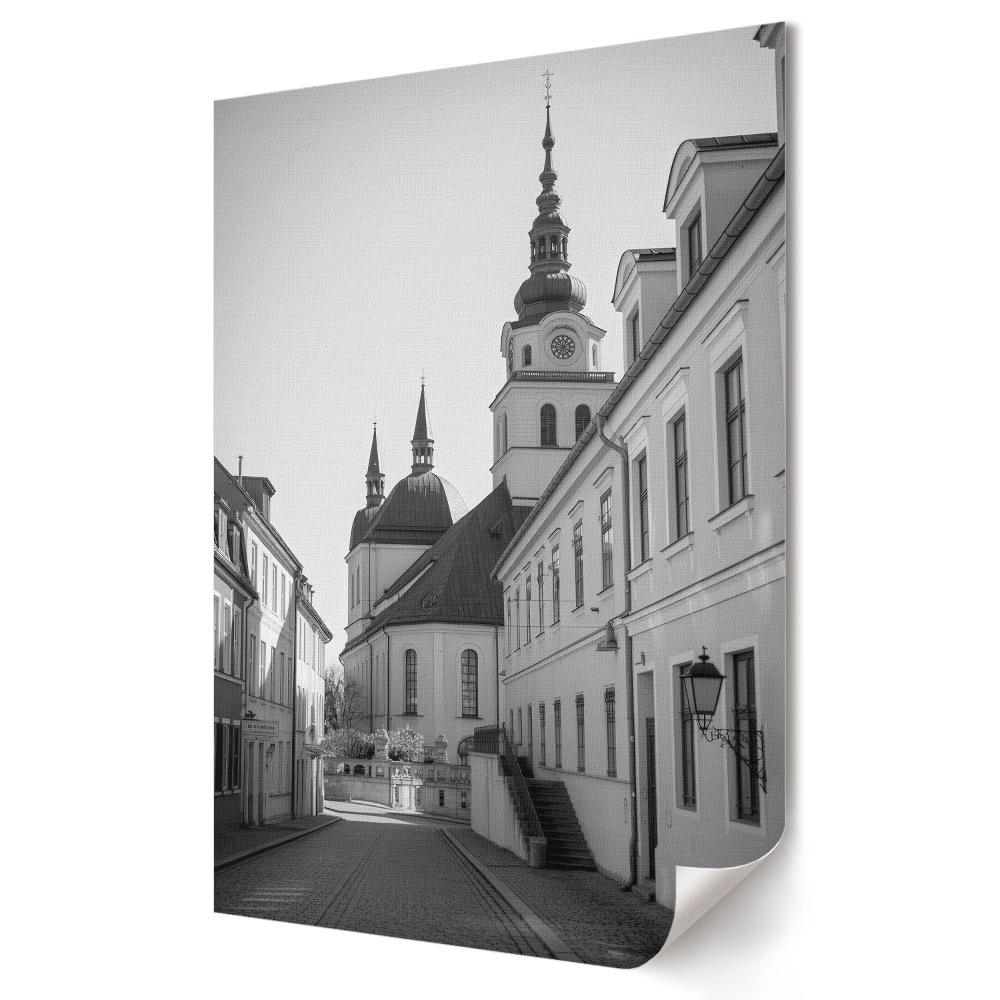 Nowoczesny plakat dekoracyjny Urok starego miasta w monochromie