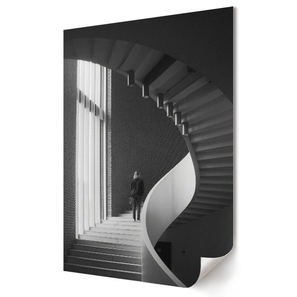 Plakat na materiale polycanvas Elegancja spiralnych schodów w monochromie