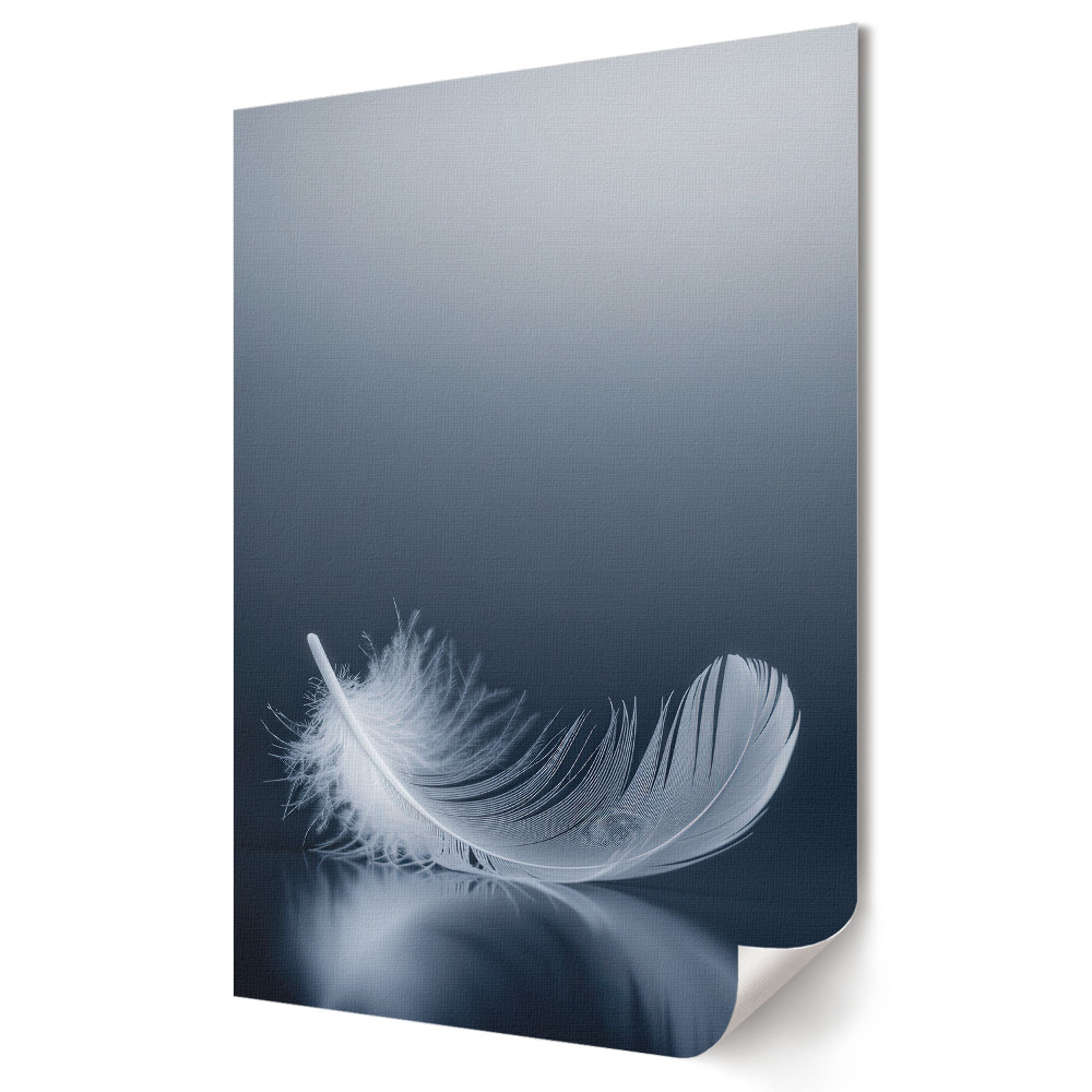 Plakat na materiale polycanvas Delikatność pióra na spokojnym tle