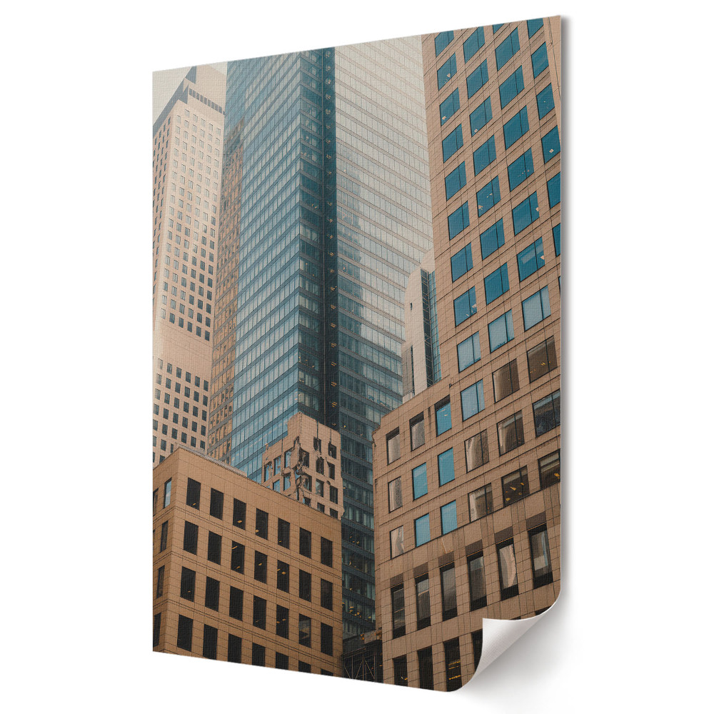 Nowoczesny plakat dekoracyjny przedstawiający nowoczesną architekturę w miejskim krajobrazie