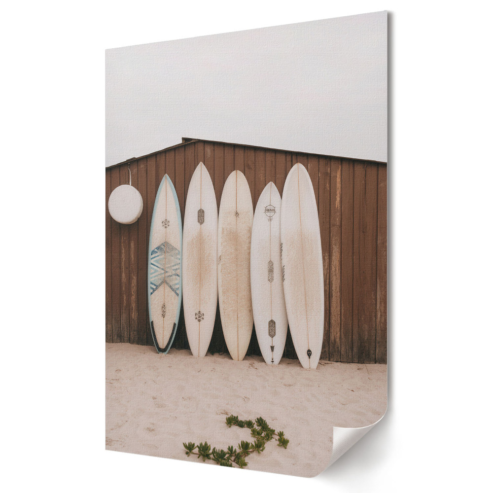 Plakat na materiale polycanvas Spokój na plaży z motywem surfingowych desek