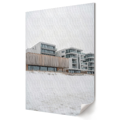 Stylowy plakat na ścianę Nowoczesna architektura w zimowym krajobrazie