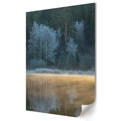 Plakat na materiale polycanvas Spokojny Poranek nad Lustrzanym Jeziorem