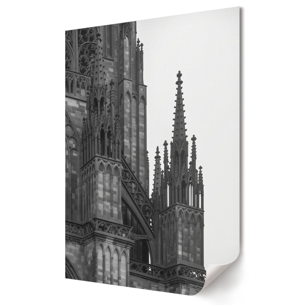 Plakat na materiale polycanvas Gotyckie Detale Katedry w Monochromie