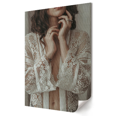 Plakat na materiale polycanvas Elegancja w Koronkowym Szalu