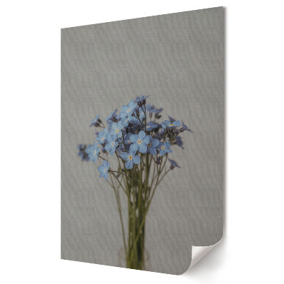 Plakat na materiale polycanvas Delikatne niebieskie kwiaty w wazonie