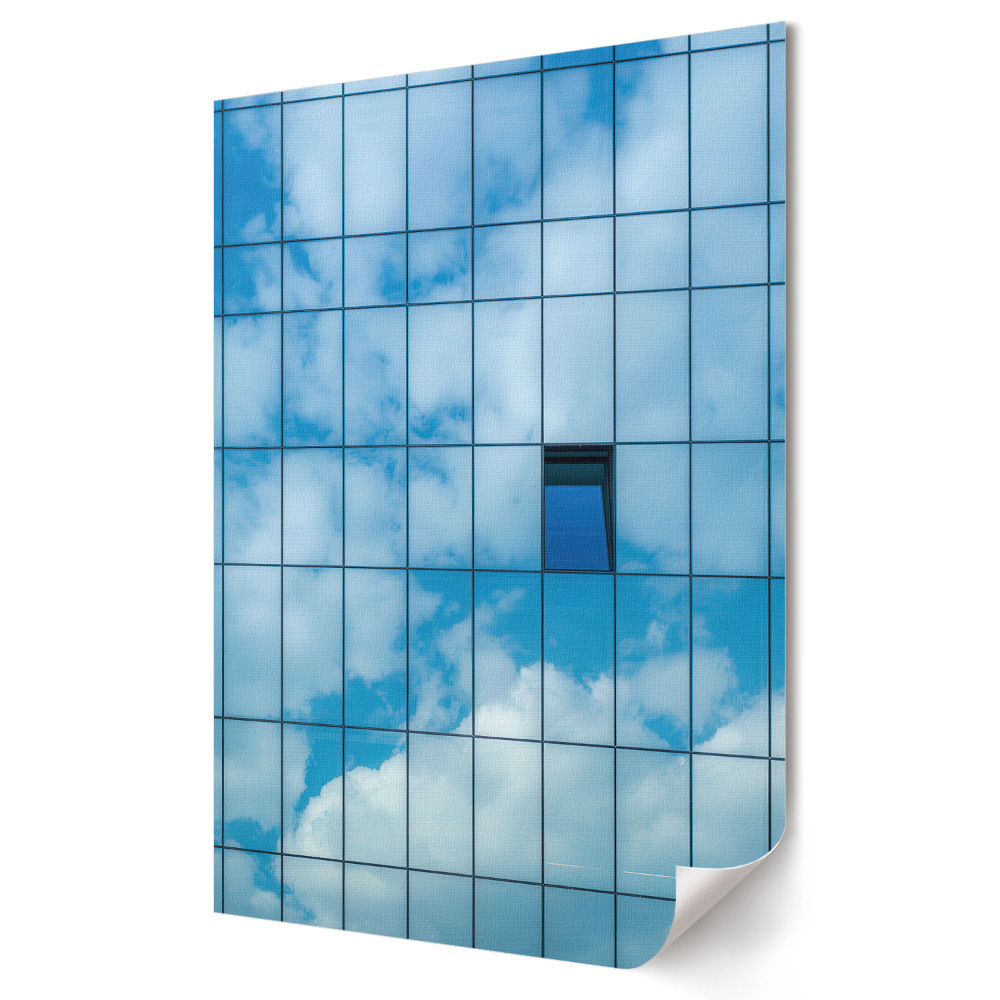 Plakat na materiale polycanvas Refleksje Chmur na Szklanej Fasadzie