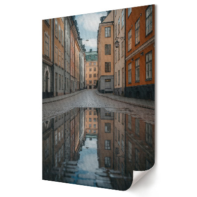 Plakat na materiale polycanvas Odbicie ulicy w deszczowy dzień