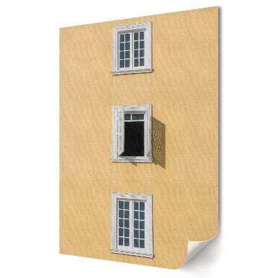 Stylowy plakat na ścianę Kolorowa elewacja z otwartym oknem