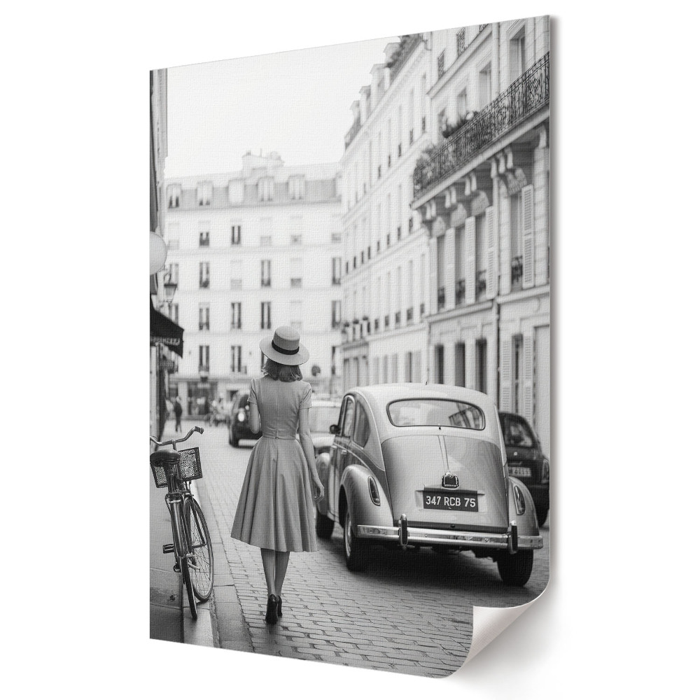 Stylowy plakat na ścianę Kobieta w stylu retro na ulicy