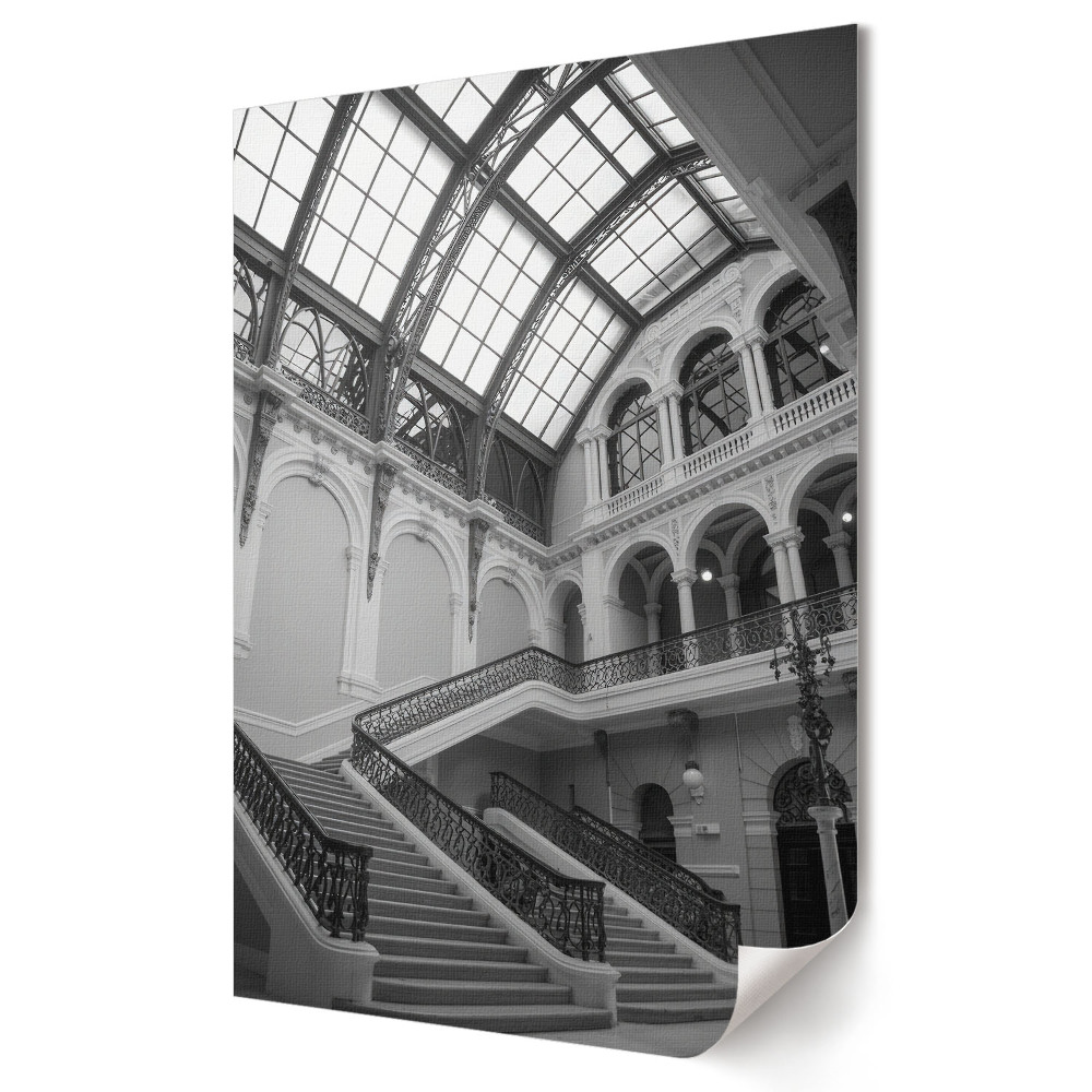 Nowoczesny plakat dekoracyjny Elegancja architektury w czerni i bieli