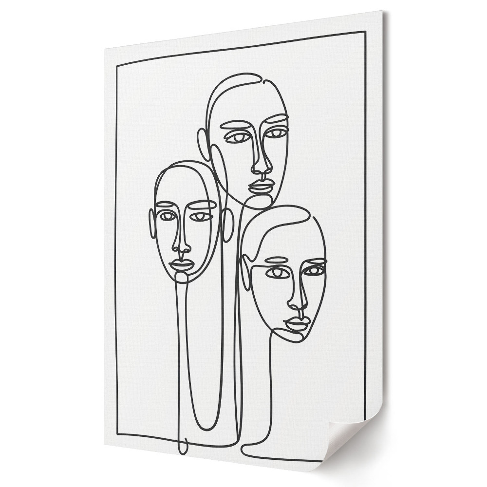 Stylowy minimalistyczny plakat na ścianę Trzy twarze