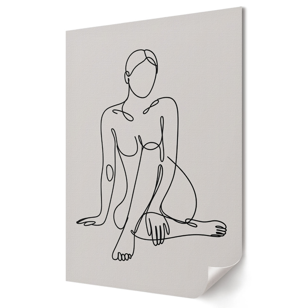 Stylowy plakat na ścianę z minimalistyczną kobiecą sylwetką liniową