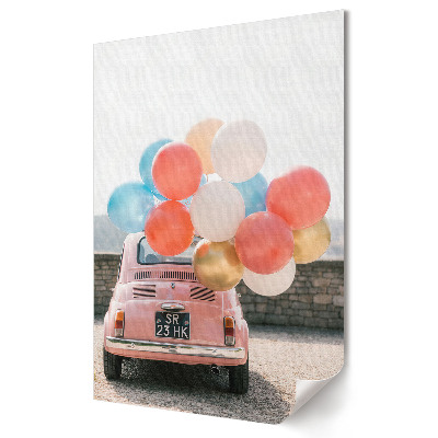 Plakat na materiale polycanvas Radosna podróż z balonami w tle