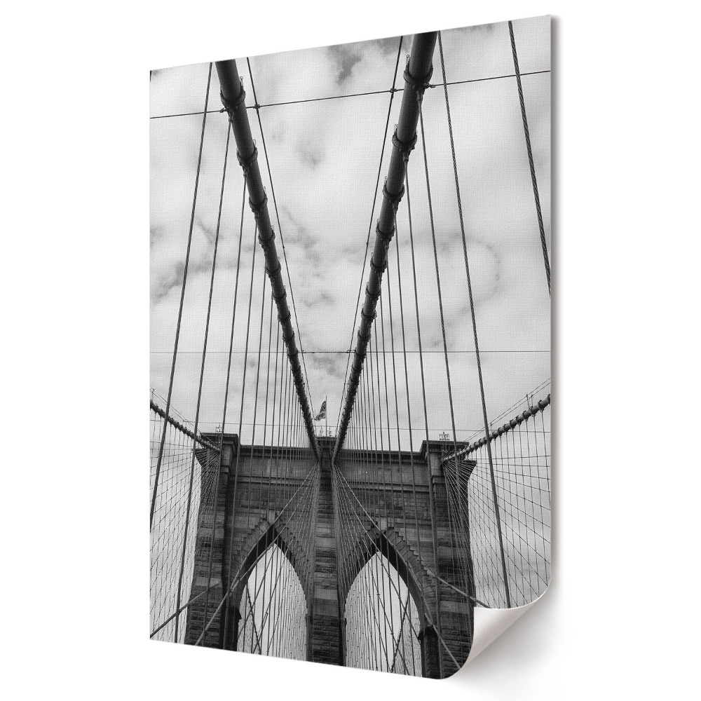 Nowoczesny plakat dekoracyjny Brooklyn Bridge w czarno-białej perspektywie