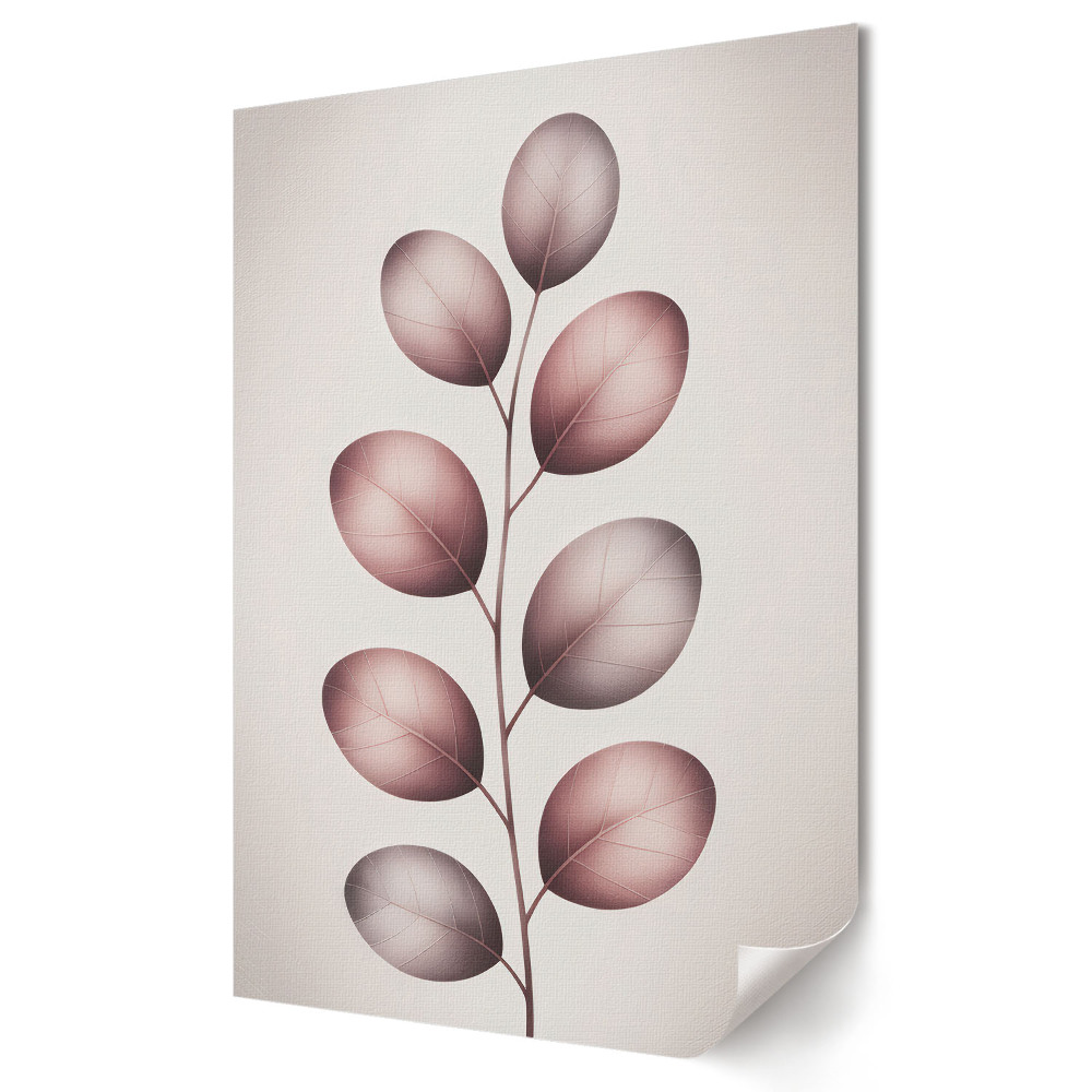 Plakat na materiale polycanvas Delikatne liście w pastelowych odcieniach