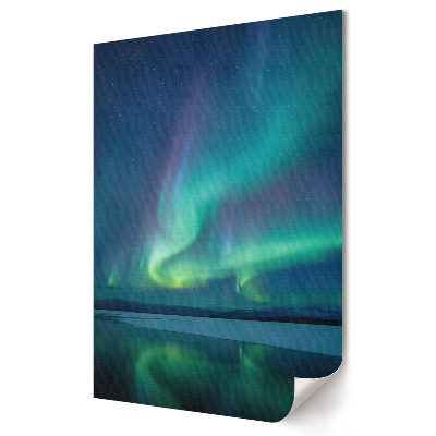 Stylowy plakat na ścianę Zjawiskowa zorza polarna nad jeziorem