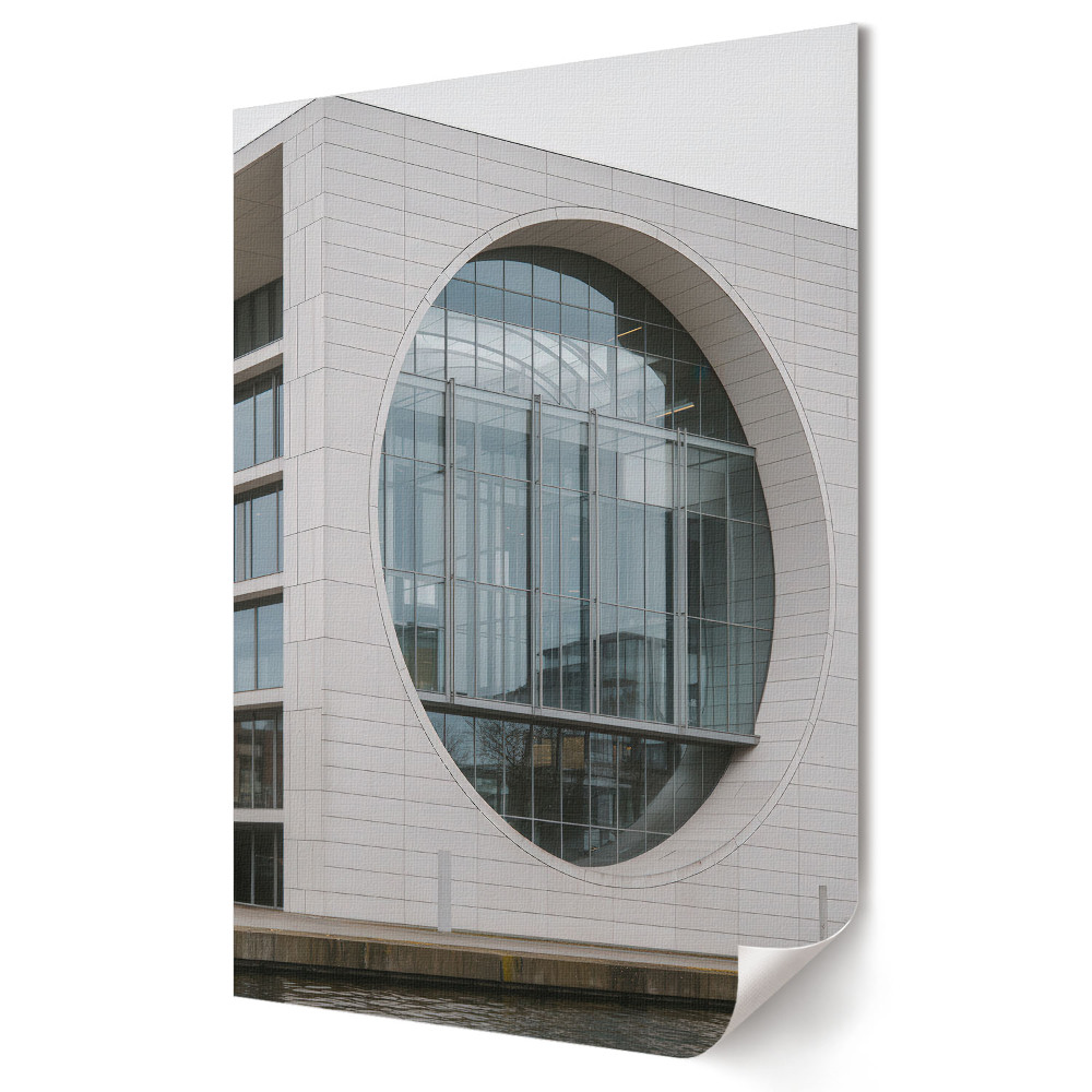 Stylowy plakat na ścianę z motywem nowoczesnej architektury z okrągłym detalem