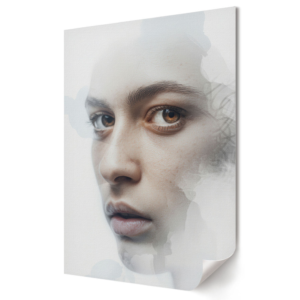 Plakat na materiale polycanvas Tajemniczy portret w delikatnych barwach
